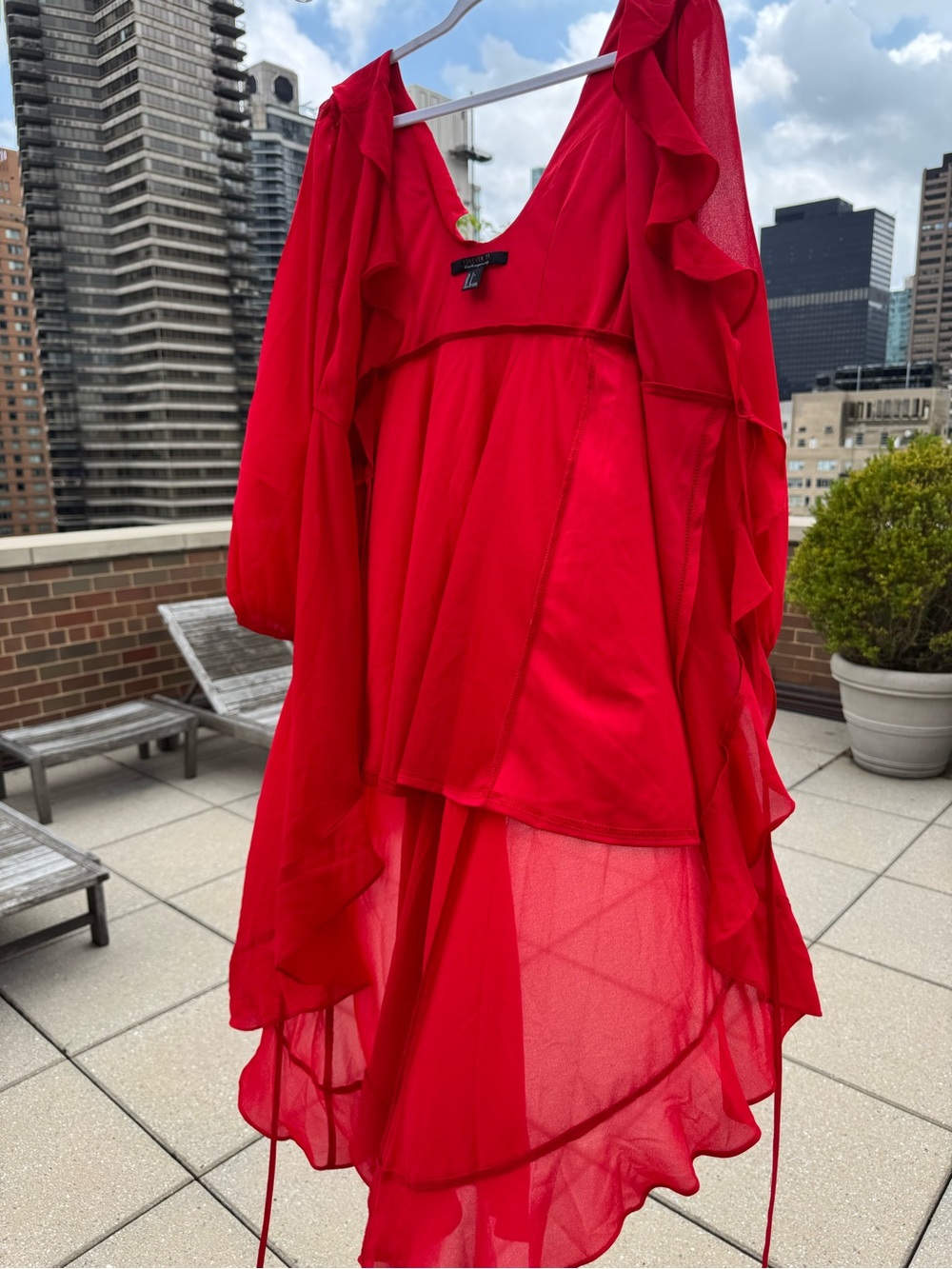 Forever 21 Red Ruffle Wrap High-Low Dress - Picture 4 of 7